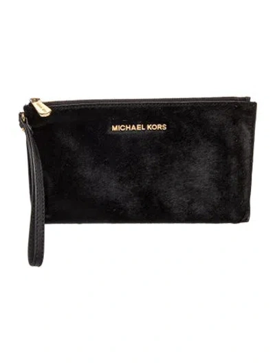 Pre-owned Michael Kors Calf Hair Portfolio In Black