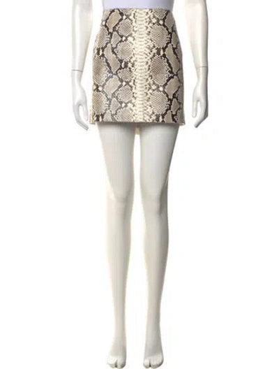 Pre-owned Michael Kors Calf Leather Mini Skirt W/ Tags In Neutrals