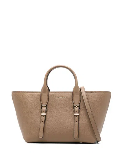 Michael Kors Calf Leather Shopping Bag In Beige