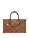 Michael Kors Calf Leather Shopping Bag In Brown
