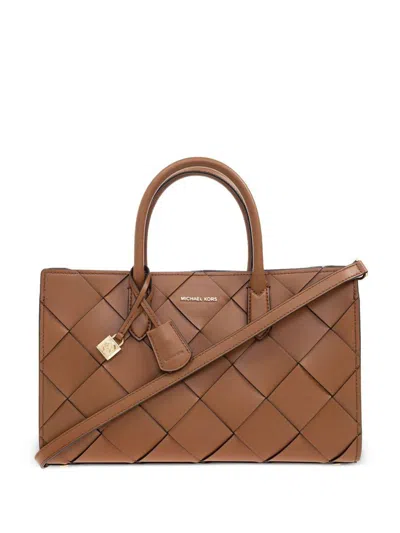 Michael Kors Calf Leather Shopping Bag In Brown