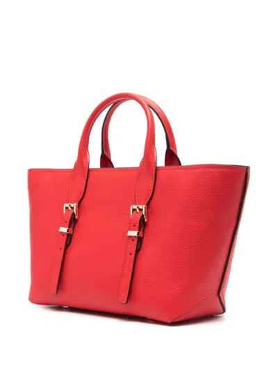 Michael Kors Calf Leather Shopping Bag In Red
