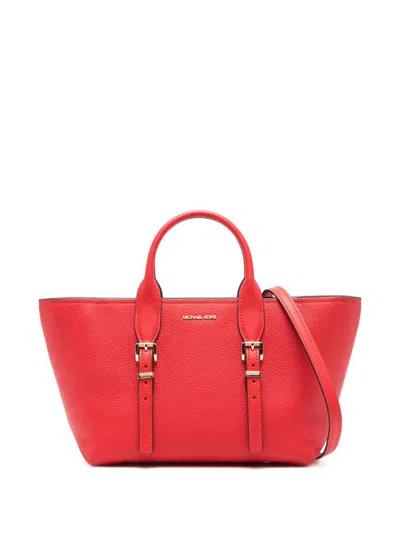 Michael Kors Calf Leather Shopping Bag In Red
