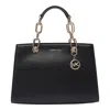 Michael Kors Calf Leather Tote Bag With Logo Charm In Black