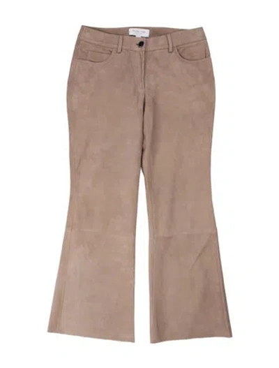 Pre-owned Michael Kors Calf Leather Wide Leg Pants In Neutral