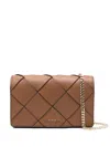Michael Kors 'jet Set' Brown Medium Crossbody Bag With Chain-link Shoulder Strap And Logo Lettering Plaque On The
