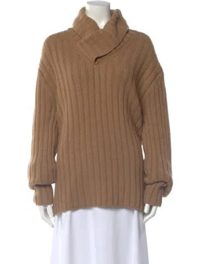 Pre-owned Michael Kors Camel Hair Striped Sweater In Brown
