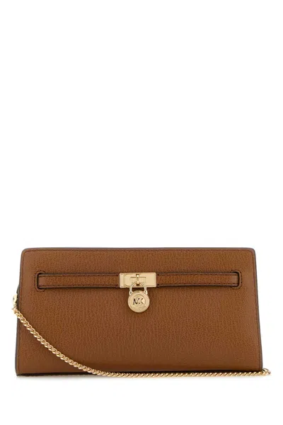 Michael Kors Camel Leather Hamilton Crossbody Bag In Brown