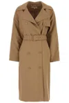 Michael Kors Camel Polyester Blend Trench Coat In Brown