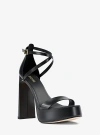 Michael Kors Cami Leather Platform Sandal In Black