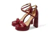 Michael Kors Cami Sandals Women's 8 Red Leather Ankle Strap Block Heel Zpo3593