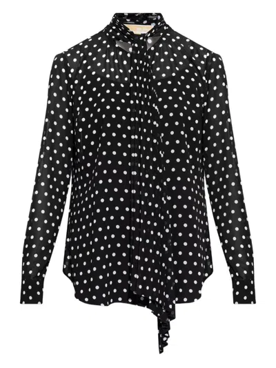Michael Kors Camicia Nera A Pois Bianchi  In Black