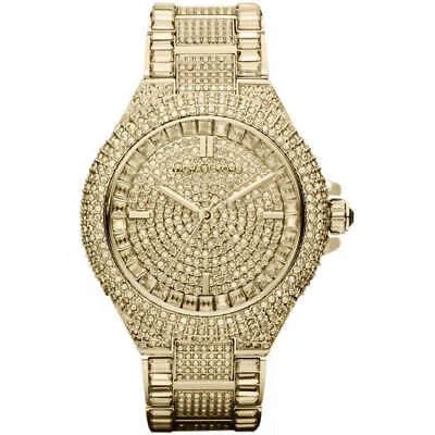 Pre-owned Michael Kors Camille Crystal Encrusted Gold Ion-plated Ladies Watch Mk5720