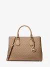 Michael Kors Camille Large Signature Logo Satchel In Neutral