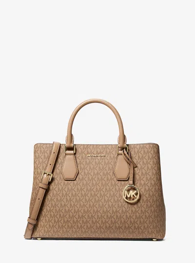 Michael Kors Camille Large Signature Logo Satchel In Neutral