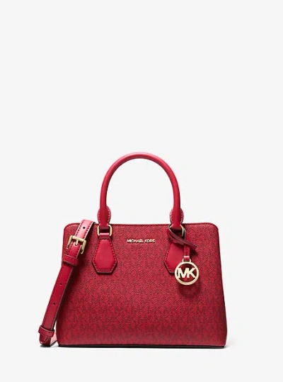 Michael Kors Camille Small Signature Logo Satchel In Red
