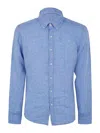 Michael Kors Slub-texture Linen Shirt In Blue