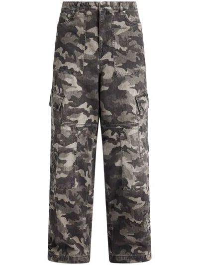 Michael Kors Camouflage Denim Cargo Jeans In Grey