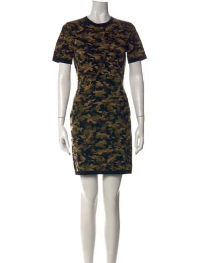 Pre-owned Michael Kors Camouflage Print Mini Dress In Green
