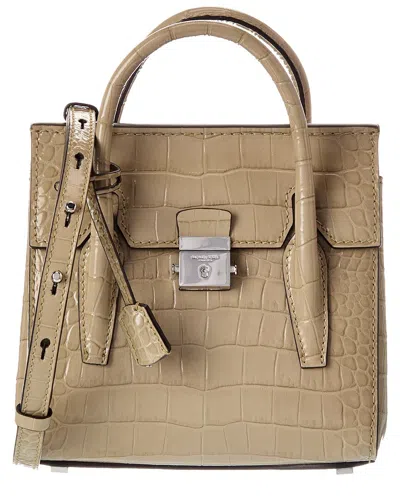 Michael Kors Campbell Mini Croc-embossed Leather Satchel In Brown