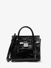 Michael Kors Campbell Mini Crocodile Embossed Leather Satchel In Black