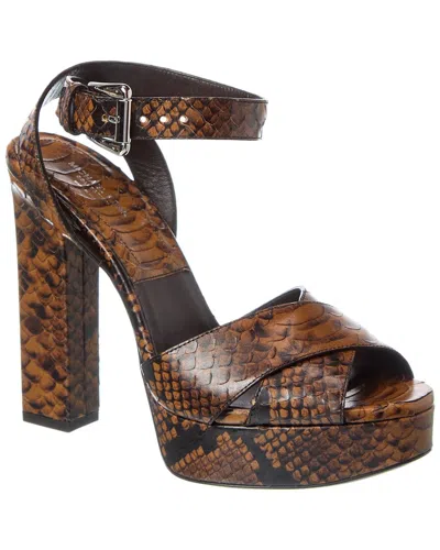 MICHAEL KORS CANNON RUNWAY PYTHON-EMBOSSED LEATHER PLATFORM SANDAL