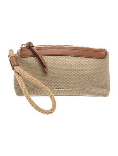 Pre-owned Michael Kors Canvas Clutch In Neutrals