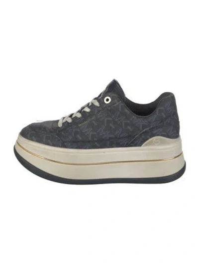 Pre-owned Michael Kors Canvas Colorblock Pattern Sneakers In Blue