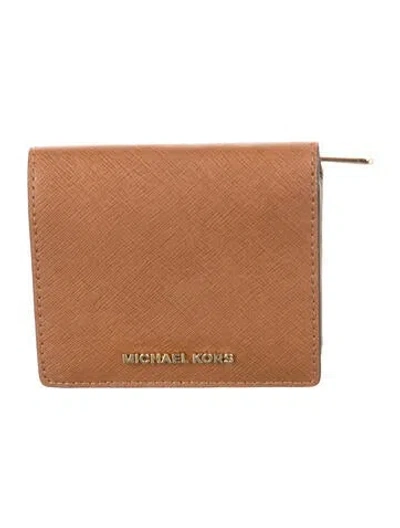 Pre-owned Michael Kors Canvas Compact Wallet In Brown