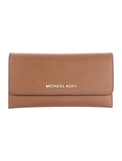 Pre-owned Michael Kors Canvas Continental Wallet In Brown
