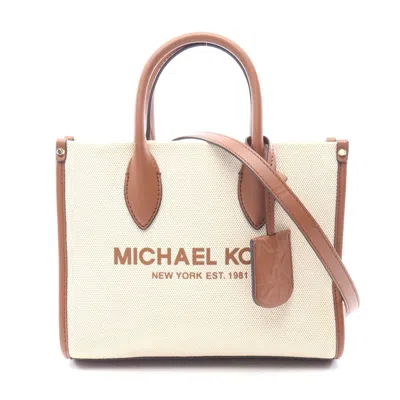 Michael Kors Canvas Leather Handbag In Brown