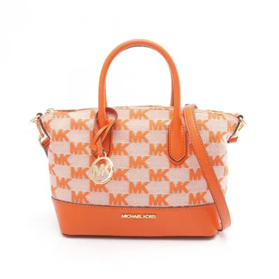 Pre-owned Michael Kors Canvas Leather Handbag () In Orange