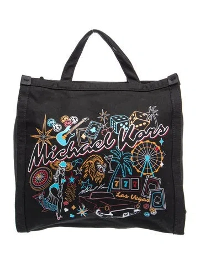 Pre-owned Michael Kors Canvas Messenger Bag W/ Tags In Black