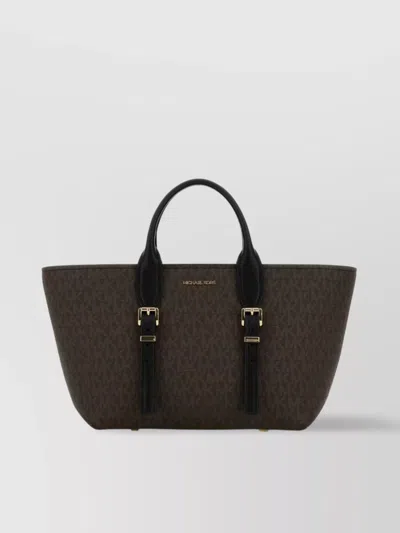Michael Kors Canvas Moore Shopping Bag With Buckle Accents
