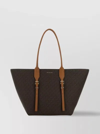 Michael Kors Canvas Moore Shopping Bag With Structured Shape In Brown