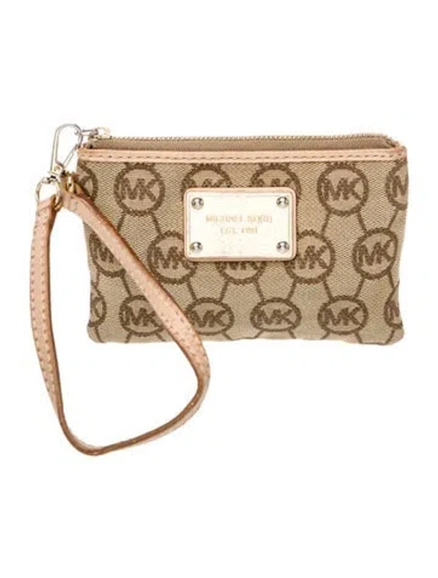 Pre-owned Michael Kors Canvas Pouch In Neutral