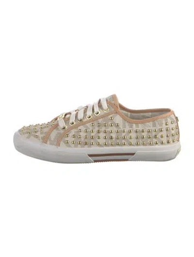Pre-owned Michael Kors Canvas Printed Sneakers In White
