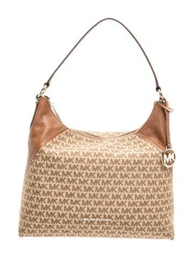 Pre-owned Michael Kors Canvas Shoulder Bag Large In Brown