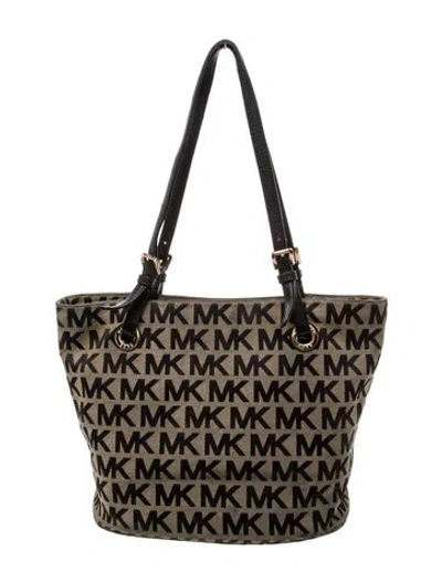Pre-owned Michael Kors Canvas Top Handle Bag In Black
