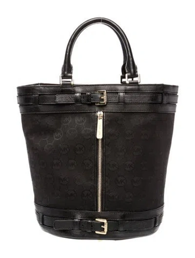 Pre-owned Michael Kors Canvas Top Handle Bag In Black