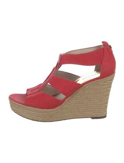 Pre-owned Michael Kors Canvas T-strap Pumps In Red