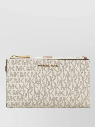 Michael Kors Canvas Wallet Featuring Gold-tone Hardware In White