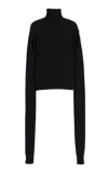 Michael Kors Cape-detailed Cashmere Turtleneck Sweater In Black