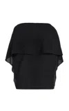 Michael Kors Cape-sleeve Fluid Wool Crepe Blouse In Black