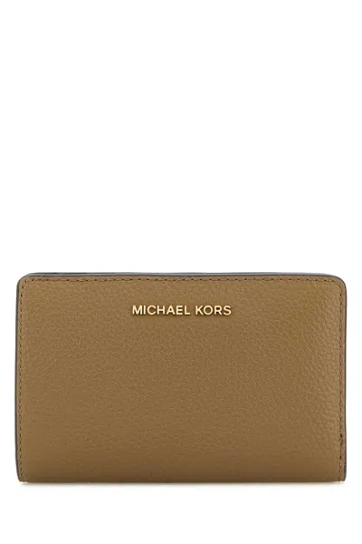 Michael Kors Cappuccino Leather Wallet In Husk