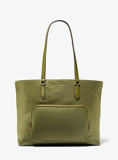 Michael Kors Cara Large Nylon Tote Bag In Green