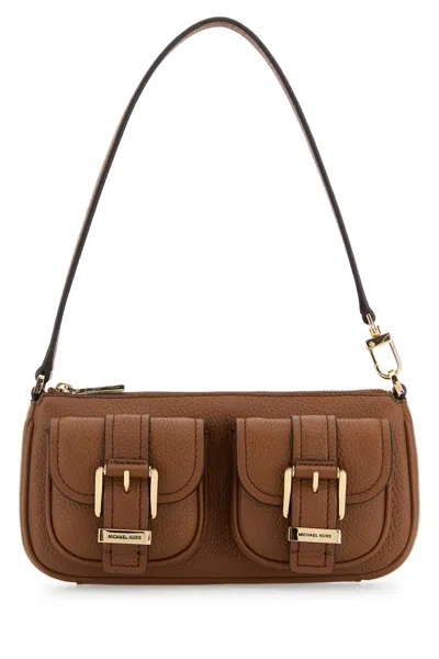 Michael Kors Caramel Leather Zoe Shoulder Bag In Brown