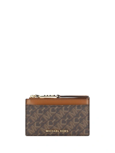 Michael Kors Card Holder In Brn/luggage