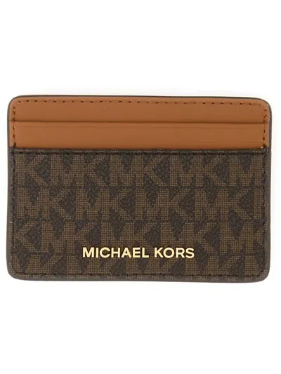 Michael Kors Card Holder With Logo In Brown