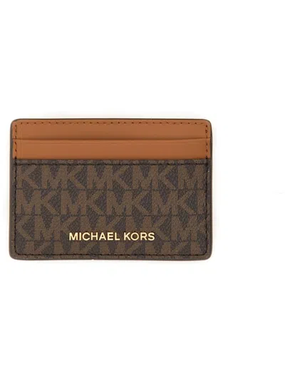 Michael Kors Card Holder With Logo In Brown